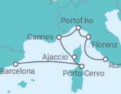 Reiseroute der Kreuzfahrt  A Journey from Elegance & Cultural Essence to Glamour & Antiquities - Explora Journeys