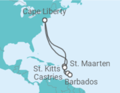 Reiseroute der Kreuzfahrt  Sint Maarten, St. Lucia, Barbados - Royal Caribbean