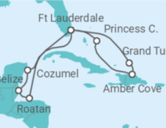 Reiseroute der Kreuzfahrt  Eastern/Western Caribbean Adventurer - Princess Cruises