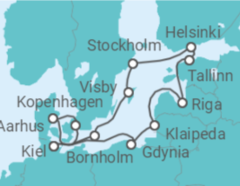 Reiseroute der Kreuzfahrt  14 Nächte - Ostsee intensiv - ab/bis Kiel - mit Flug - Mein Schiff