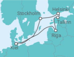 Reiseroute der Kreuzfahrt  7 Nächte - Metropolen der Ostsee - ab/bis Kiel - Mein Schiff