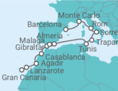 Reiseroute der Kreuzfahrt  MEDITERRANEAN MARVELS - Azamara