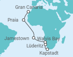 Reiseroute der Kreuzfahrt  ATLANTIC PATHWAYS - Azamara