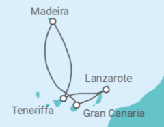 Reiseroute der Kreuzfahrt  CANARY ISLANDS FLY-CRUISE - PO Cruises