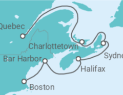 Reiseroute der Kreuzfahrt  USA, Kanada - Holland America Line