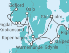 Reiseroute der Kreuzfahrt  Deutschland, Polen, Litauen, Lettland, Schweden, Dänemark, Norwegen Alles Inklusive - MSC Cruises