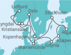 Reiseroute der Kreuzfahrt  Deutschland, Polen, Litauen, Lettland, Schweden, Dänemark, Norwegen - MSC Cruises