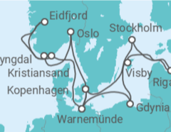 Reiseroute der Kreuzfahrt  Deutschland, Norwegen, Dänemark, Polen, Schweden, Lettland - MSC Cruceros