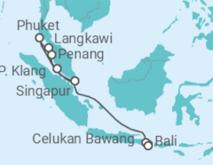 Reiseroute der Kreuzfahrt  Südostasien mit Badeurlaub auf Bali - Celebrity Cruises