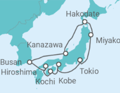 Reiseroute der Kreuzfahrt  Von Tokio (Japan) nach Yokohama (Japan) - Silversea