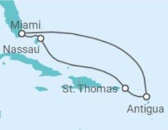 Reiseroute der Kreuzfahrt  Bahamas, Amerikanische Jungferninseln, Antigua Und Barbuda - mit Flug - Celebrity Cruises