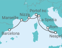 Reiseroute der Kreuzfahrt  Italien, Frankreich - mit Flug - Celebrity Cruises