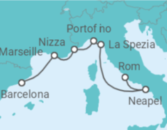 Reiseroute der Kreuzfahrt  Italien, Frankreich - mit Flug - Celebrity Cruises