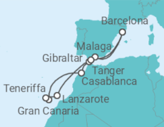 Reiseroute der Kreuzfahrt  Kanaren - mit Flug - Celebrity Cruises