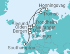 Reiseroute der Kreuzfahrt  Norwegen - mit Flug - Celebrity Cruises