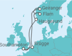 Reiseroute der Kreuzfahrt  Norwegen, Belgien - mit Flug - Celebrity Cruises