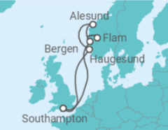 Reiseroute der Kreuzfahrt  Norwegen - mit Flug - Celebrity Cruises