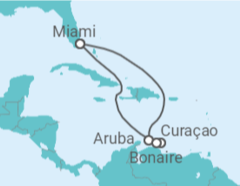 Reiseroute der Kreuzfahrt  Aruba, Bonaire, San Eustaquio y Saba, Curaçao - mit Flug - Celebrity Cruises
