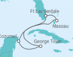 Reiseroute der Kreuzfahrt  Bahamas, Mexiko, Kaimaninseln - mit Flug - Celebrity Cruises