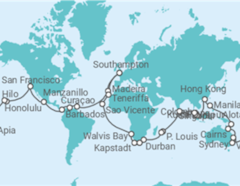 Reiseroute der Kreuzfahrt  EPIC WORLD EXPLORER 2027 - Nur für Erwachsene - PO Cruises