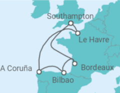 Reiseroute der Kreuzfahrt  Spanien, Frankreich - mit Flug - Royal Caribbean