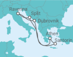 Reiseroute der Kreuzfahrt  Kroatien, Griechenland - mit Flug - Royal Caribbean