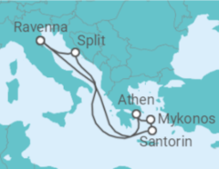 Reiseroute der Kreuzfahrt  Griechenland, Kroatien - mit Flug - Royal Caribbean