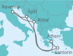 Reiseroute der Kreuzfahrt  Montenegro, Griechenland, Kroatien - mit Flug - Royal Caribbean