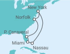Reiseroute der Kreuzfahrt  Florida & Bahamas ab New York - AIDA