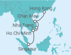 Reiseroute der Kreuzfahrt  Vietnam - Cunard
