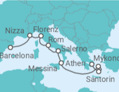 Reiseroute der Kreuzfahrt  Frankreich, Italien, Griechenland - NCL Norwegian Cruise Line