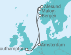 Reiseroute der Kreuzfahrt  Niederlande, Norwegen - Disney Cruise Line