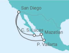 Reiseroute der Kreuzfahrt  Mexiko - Holland America Line