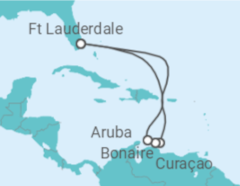 Reiseroute der Kreuzfahrt  Curaçao, Bonaire, San Eustaquio y Saba, Aruba - Holland America Line