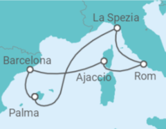 Reiseroute der Kreuzfahrt  Mediterrane Schätze mit Korsika ab Mallorca - AIDA