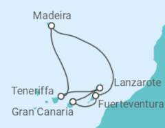 Reiseroute der Kreuzfahrt  7 Nächte - Kanaren mit Madeira - ab/bis Las Palmas - Mein Schiff