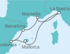 Reiseroute der Kreuzfahrt  7 Nächte - Jahreswechsel vor historischen Kulissen - ab/bis Palma - mit Flug - Mein Schiff