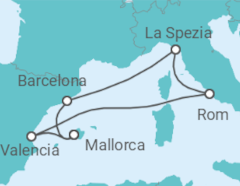 Reiseroute der Kreuzfahrt  7 Nächte - Festtage im  westlichen Mittelmeer - ab/bis Palma - mit Flug - Mein Schiff