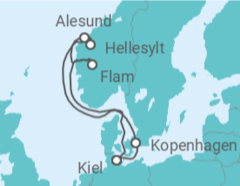Reiseroute der Kreuzfahrt  Norwegen, Deutschland - MSC Cruceros