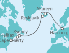 Reiseroute der Kreuzfahrt  15 Nächte - Transatlantikreise USA - ab Hamburg/bis Bayonne (New York) - mit Flug - Mein Schiff