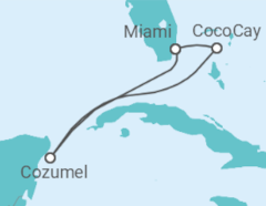 Reiseroute der Kreuzfahrt  Mexiko - Royal Caribbean