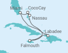 Reiseroute der Kreuzfahrt  Bahamas, Jamaika - Royal Caribbean