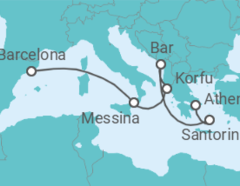 Reiseroute der Kreuzfahrt  Mediterranean with Greece & Italy - Princess Cruises