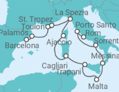 Reiseroute der Kreuzfahrt  Von Barcelona nach Civitavecchia (Rom) - Oceania Cruises