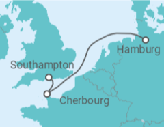 Reiseroute der Kreuzfahrt  Frankreich - Cunard