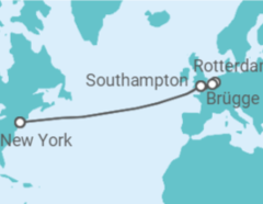 Reiseroute der Kreuzfahrt  Vereinigtes Königreich, Niederlande, Belgien - Cunard