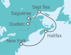Reiseroute der Kreuzfahrt  Kanada - Cunard