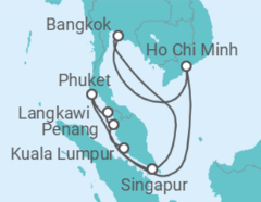 Reiseroute der Kreuzfahrt  Malaysia, Thailand & Vietnam - Princess Cruises