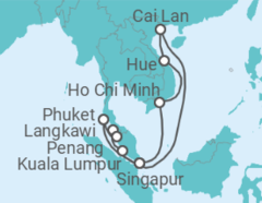 Reiseroute der Kreuzfahrt  Malaysia, Thailand & Vietnam with Halong Bay - Princess Cruises