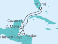 Reiseroute der Kreuzfahrt  Mexiko, Honduras - Oceania Cruises